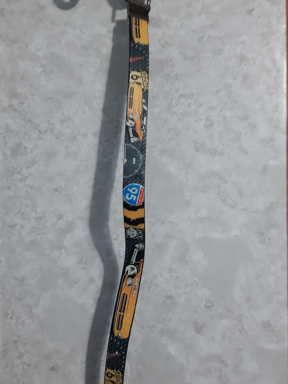 Cherokee Black Strap with Yellow Racing Car Motifs
